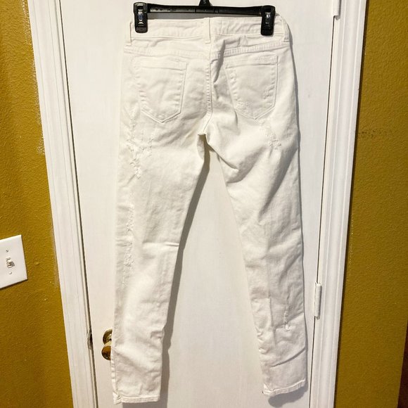 Guess women's size 26 rip distressed ankle zip retro accessory stretchy jeans - Picture 2 of 7